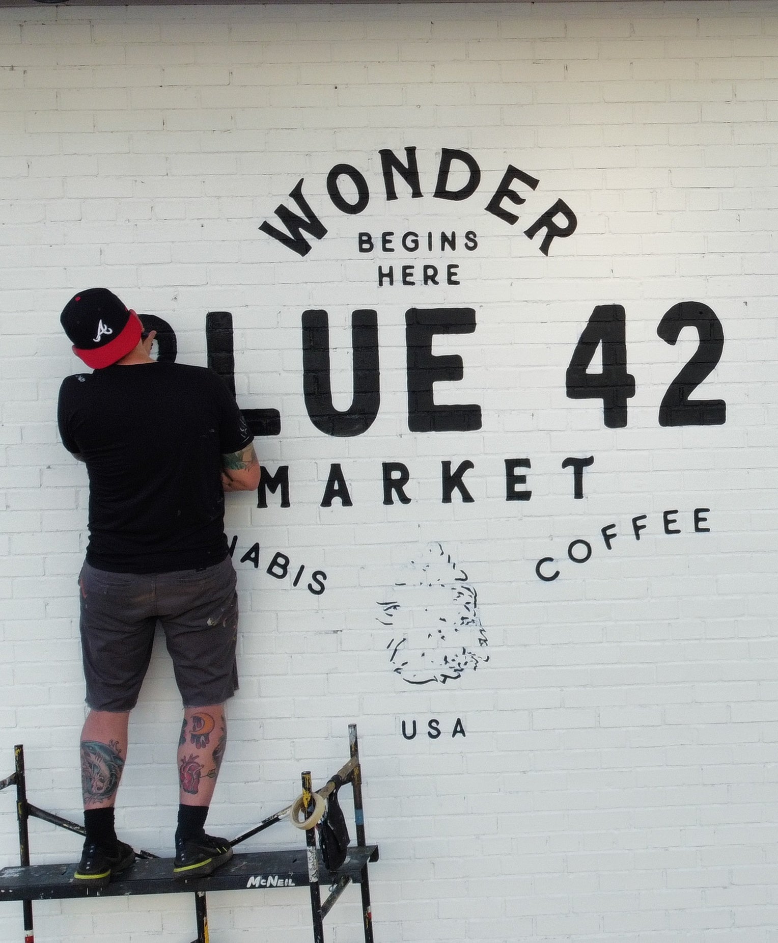 Blue 42 Market Logo on Side of Blue 42 Market